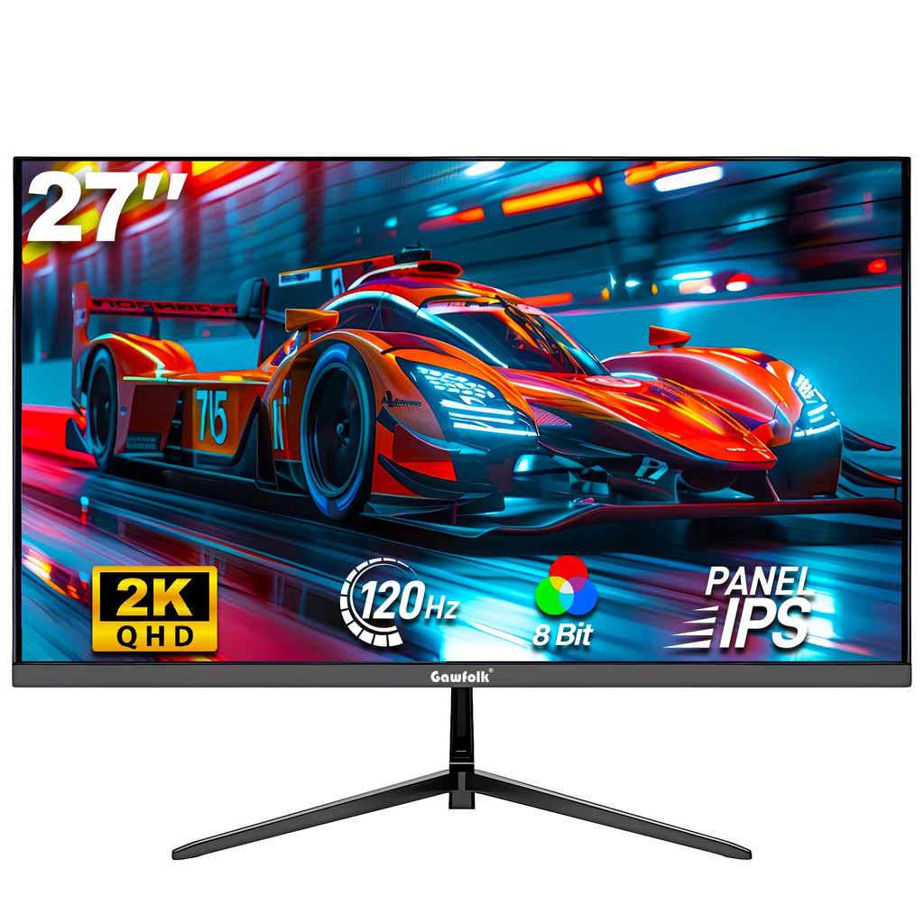 Gawfolk 27" QHD IPS 120Hz Gaming Monitor, AMD FreeSync, 120% sRGB, HDMI 2.0 for PC & Console Gaming
