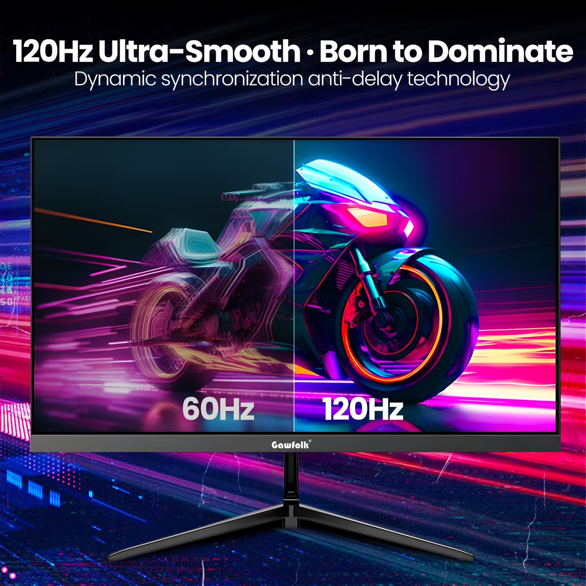 Gawfolk 27" QHD IPS 120Hz Gaming Monitor, AMD FreeSync, 120% sRGB, HDMI 2.0 for PC & Console Gaming