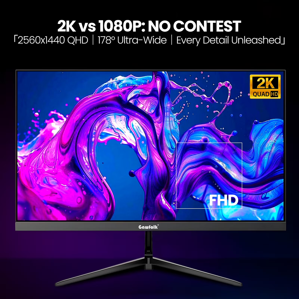 Gawfolk 27" QHD IPS 120Hz Gaming Monitor, AMD FreeSync, 120% sRGB, HDMI 2.0 for PC & Console Gaming