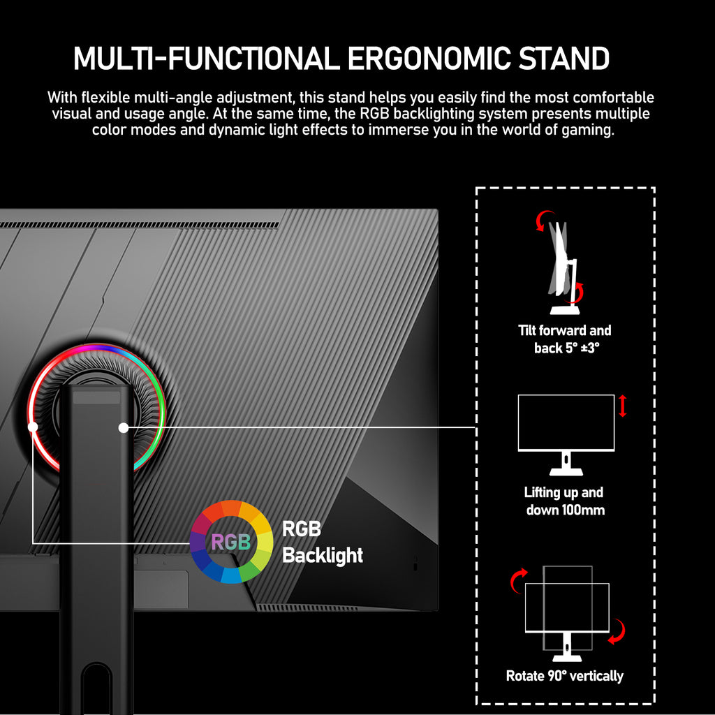 Gawfolk 27" 4K 160Hz IPS Gaming Monitor, AMD FreeSync, 120% sRGB, Adjustable Stand, HDMI 2.1/DP 1.4