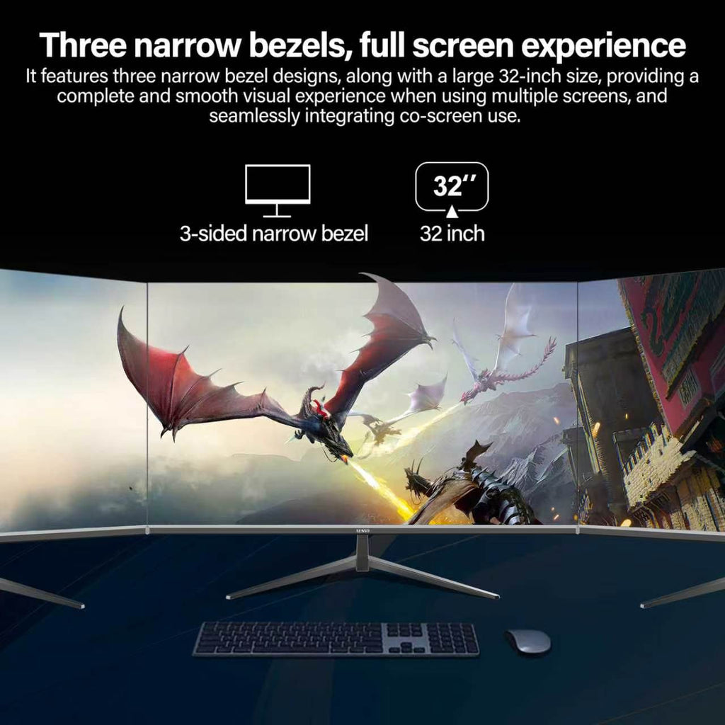 Gawfolk 32 Inch 4K UHD Monitor, 3840×2160, 100% sRGB, 178° Wide View, DP/HDMI, VESA 100x100 Wall Mount, Black