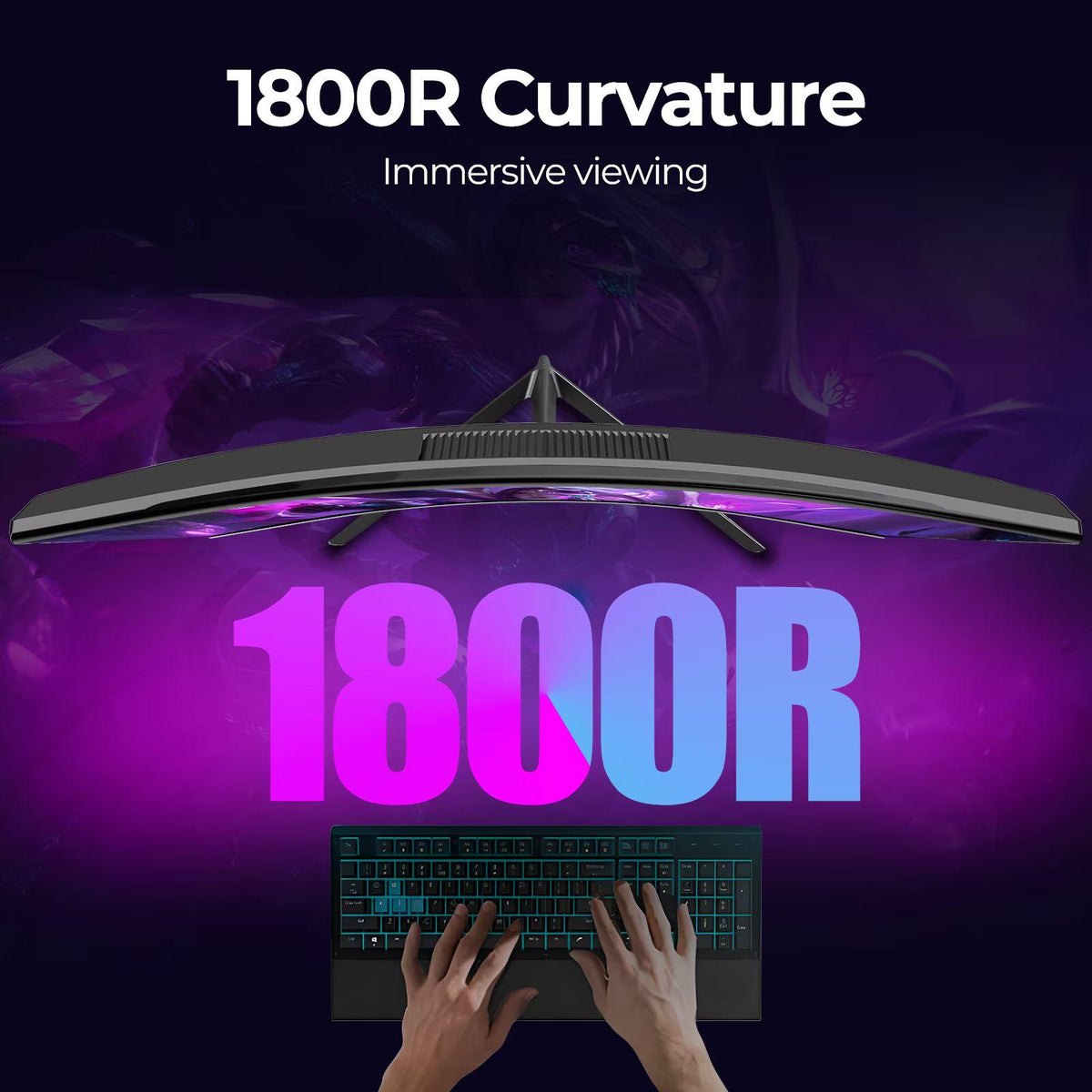 Gawfolk 32 inch 240Hz Curved Gaming Monitor, 1800R FHD 1080P Frameless Display, AMD FreeSync, Eye Care, VESA Mountable