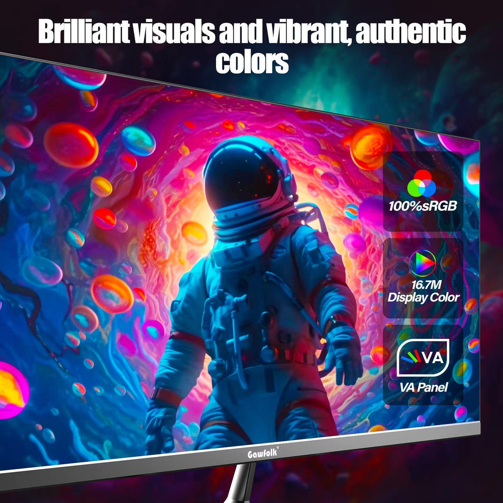 Gawfolk 24.5 Inch Curved Gaming Monitor 120Hz, Full HD 1080P, 3000R Curvature, Built-in Speakers, HDMI , VESA Mount