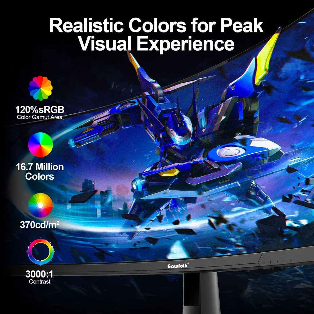 Gawfolk 45 Inch Ultrawide Curved Gaming Monitor, 200Hz 5K2K DQHD, Built-in Stereo Speakers, FreeSync G-Sync Compatible, HDMI 2.1/DP 1.4